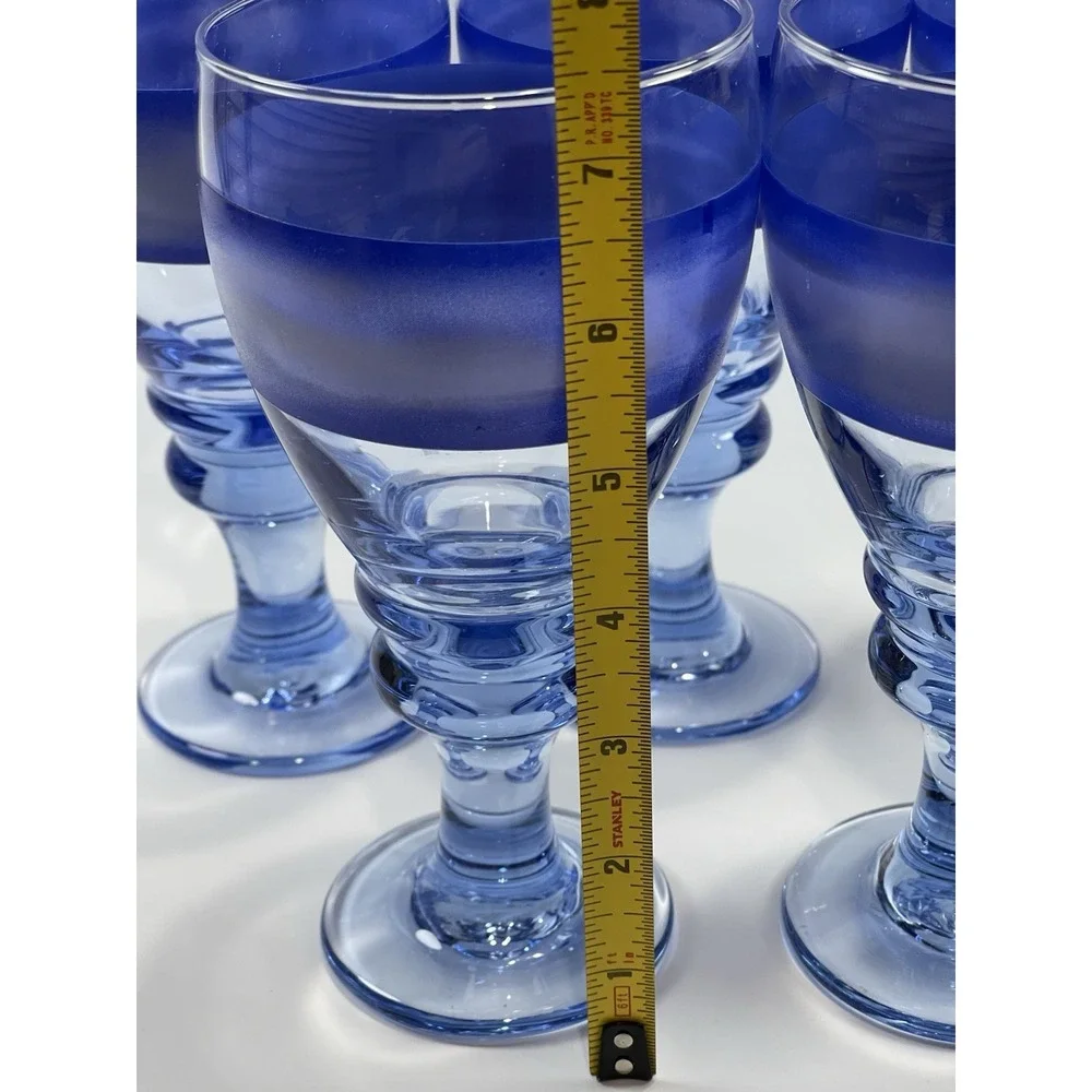Vintage‎ Libbey Nova Blue Water Goblets  Set Of 5   7.5" Tall ~Discontinued~ - Picture 10 of 11